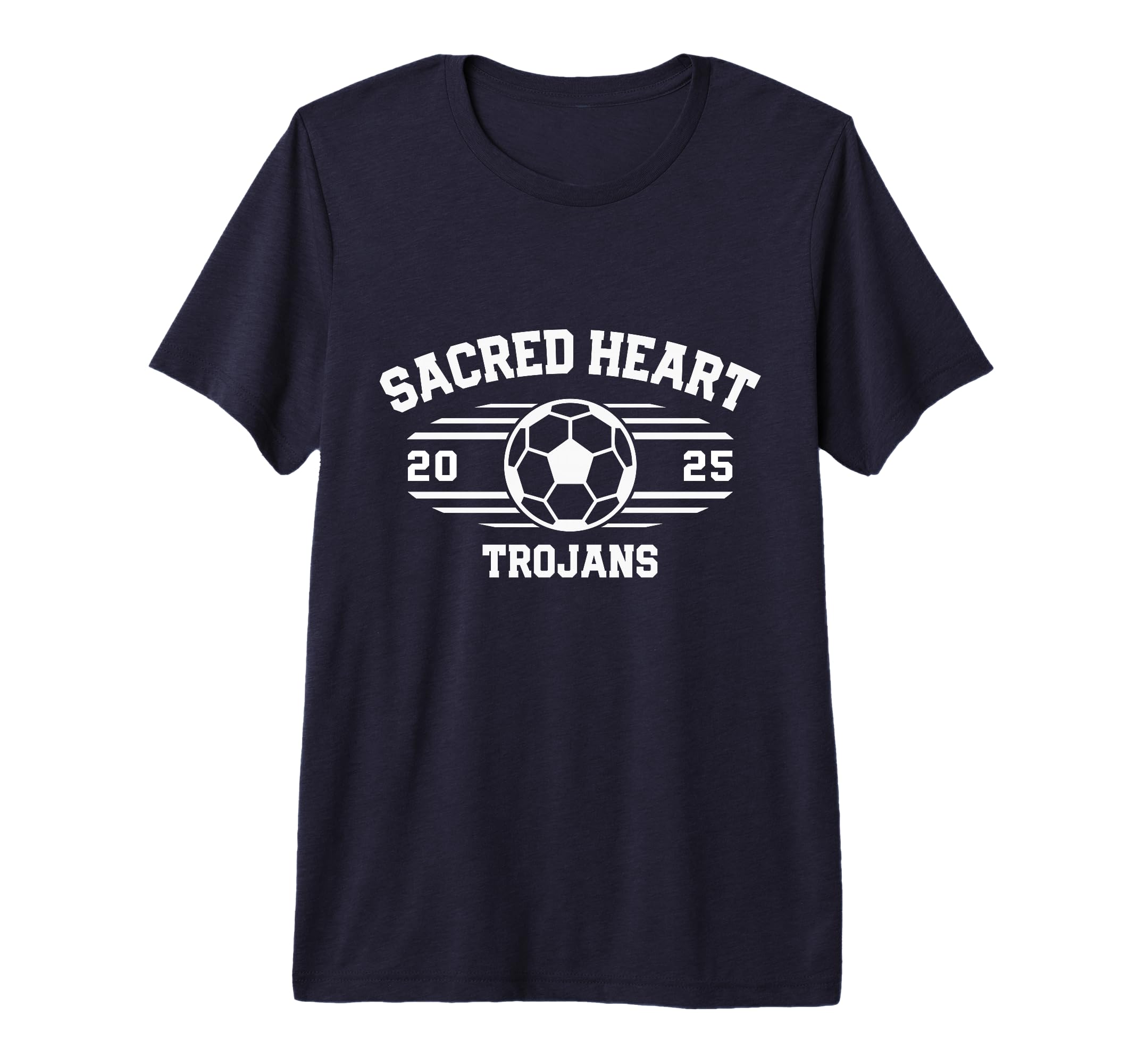 Sacred Heart Trojans Soccer Ball T-Shirt - Minimalist Print for Adults
