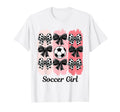 Soccer Coquette Bow Soccer Soccer T-Shirt - Novelty Apparel for Adults