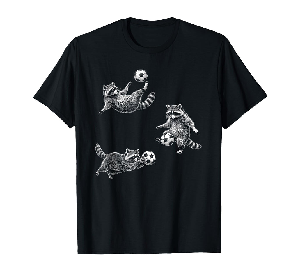 Funny Soccer Raccoon Sports Football T-Shirt - Novelty Apparel Unisex