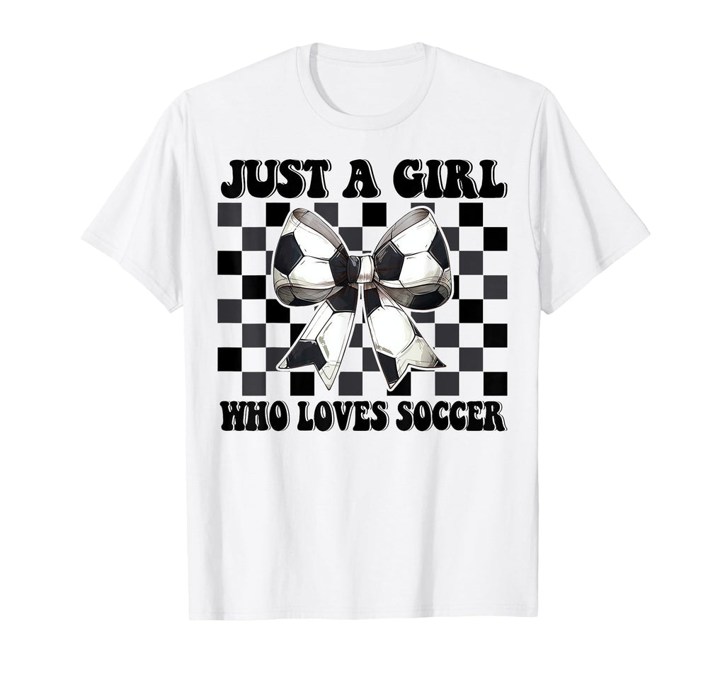 Just Who Loves Soccer Coquette Bow T-Shirt - Graphic Print Unisex
