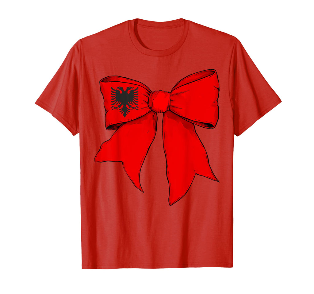 Albania Albanian Pride Flag Coquette T-Shirt - Minimalist Print for Adults