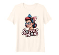 Womens Patriotic Soccer Mom American T-Shirt - Trendy Graphic for Adults