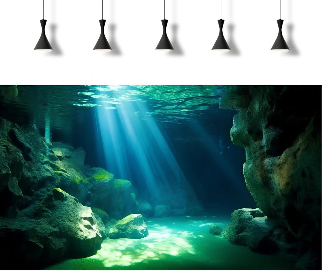 Underwater Fish Tank Background Under The Sea Cave Style Aquarium Background Ocean Floor Cave Sunlight Fish Tank Backdrop Tropical Fish Aquarium Terrarium Backgrounds Decorations 48x18in