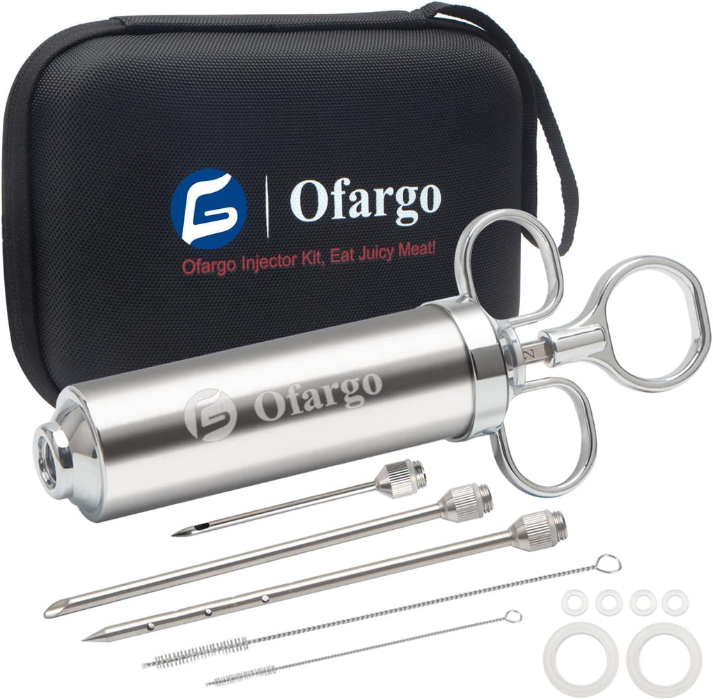 Meat Injector, Meat Injectors for Smoking with 3 Marinade Injector Needles; Injector Marinades for Meats, Turkey, Brisket; 2-oz