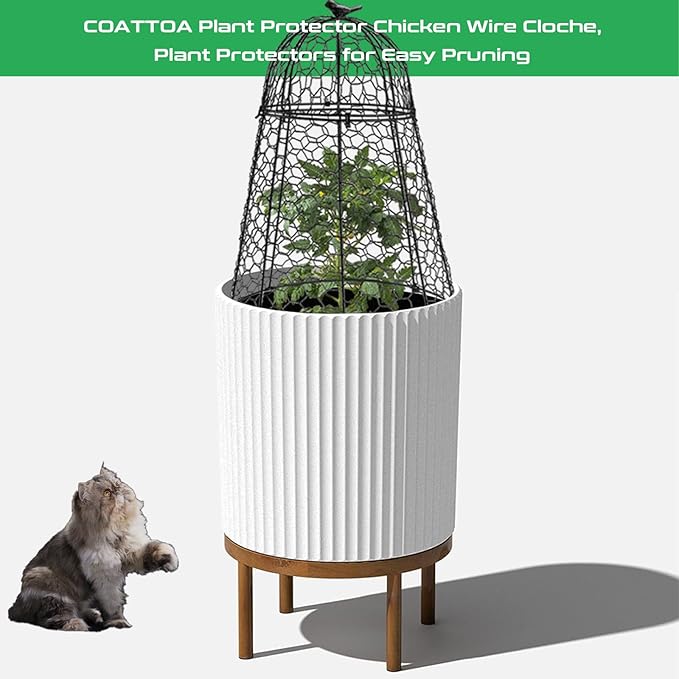 Plant Protector Chicken Wire Cloche, Plant Protectors from Animals, 18.7×12 Inch Large Garden Cloches for Plants, Sturdy 2-in-1 Cloche Dome for Plants, Plant Protectors for Easy Pruning