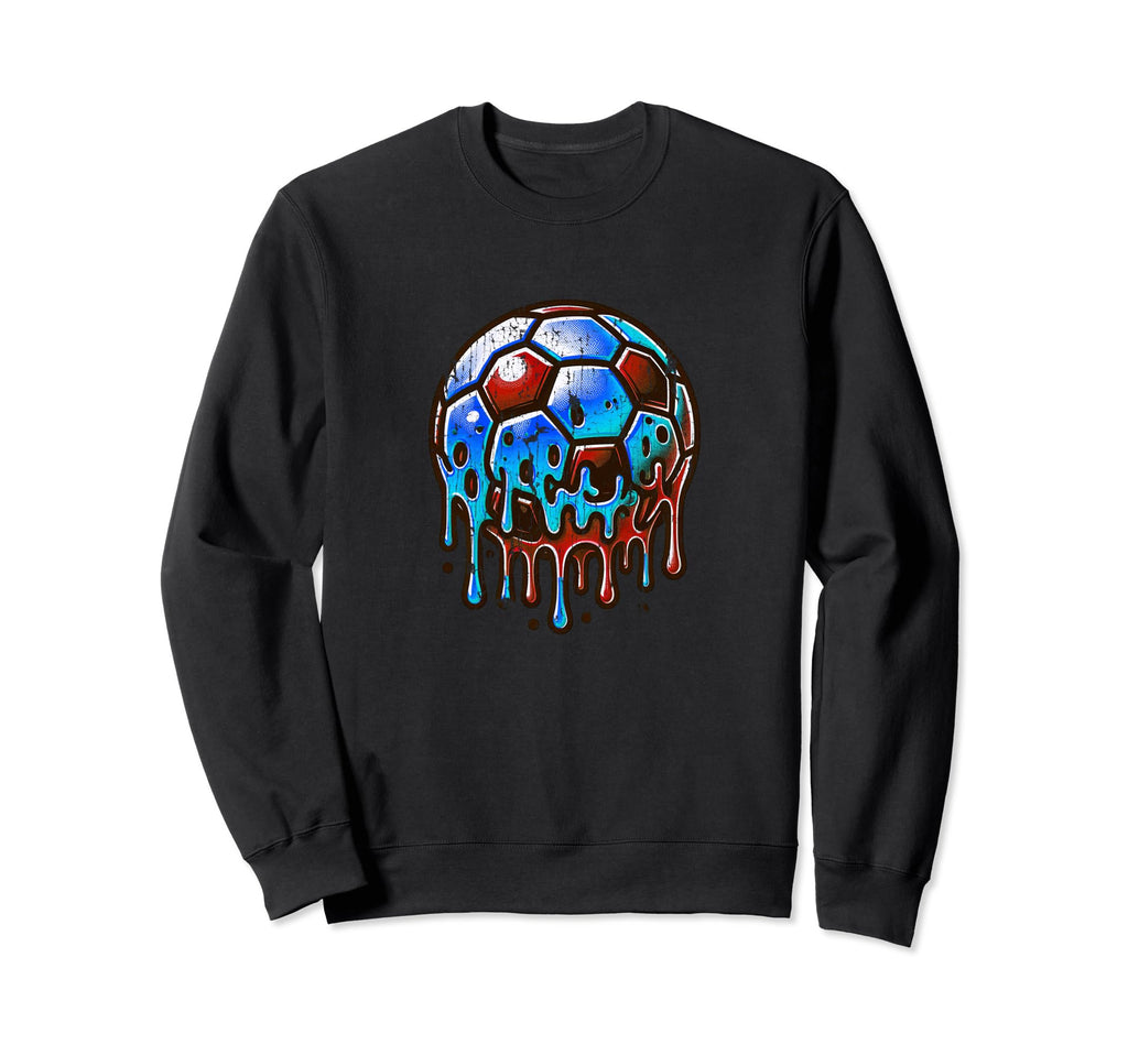 Soccer Ball Dripping Melting Sweatshirt - Casual Everyday Wear Men Women