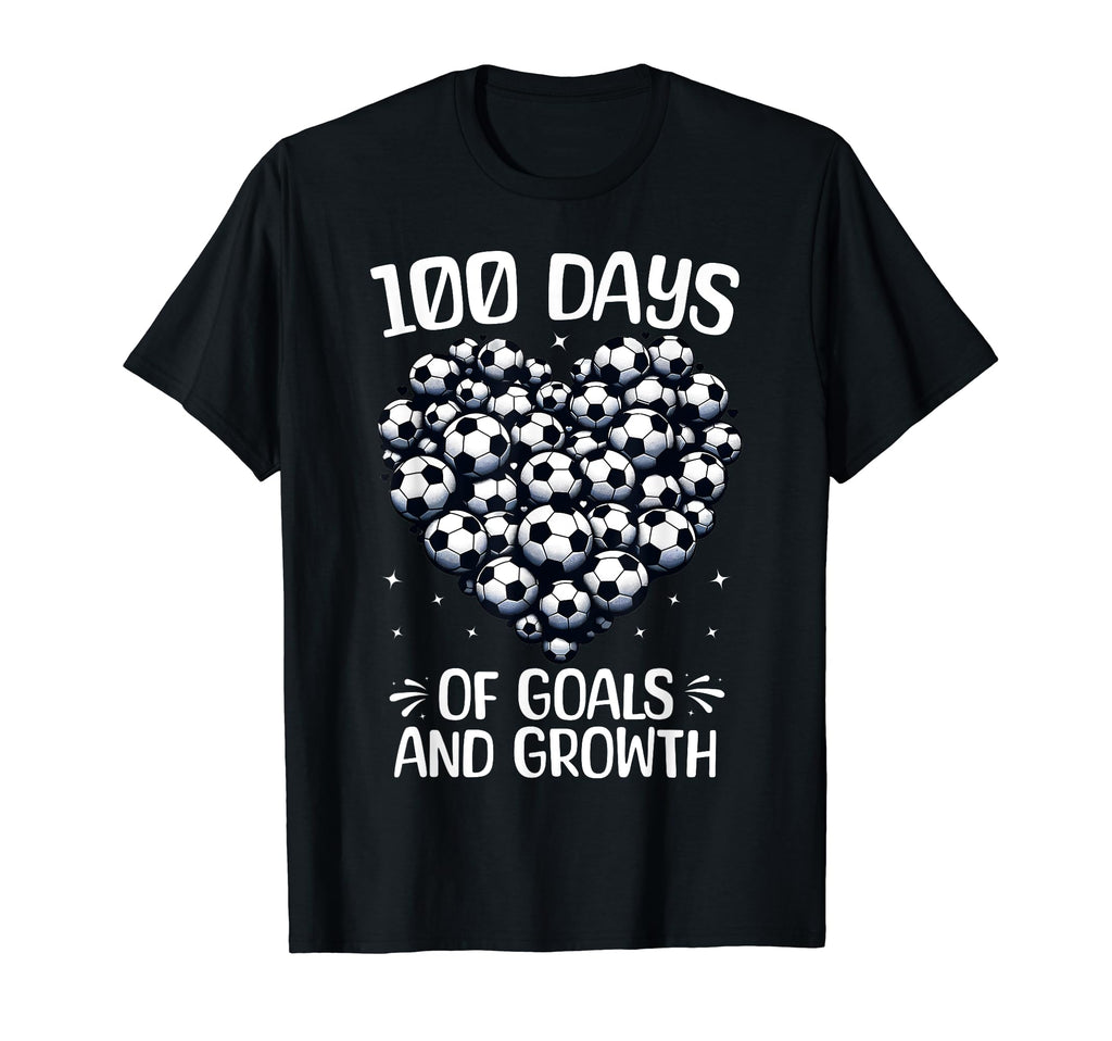 100 Days School Soccer Heart Love T-Shirt - Novelty Apparel for Adults