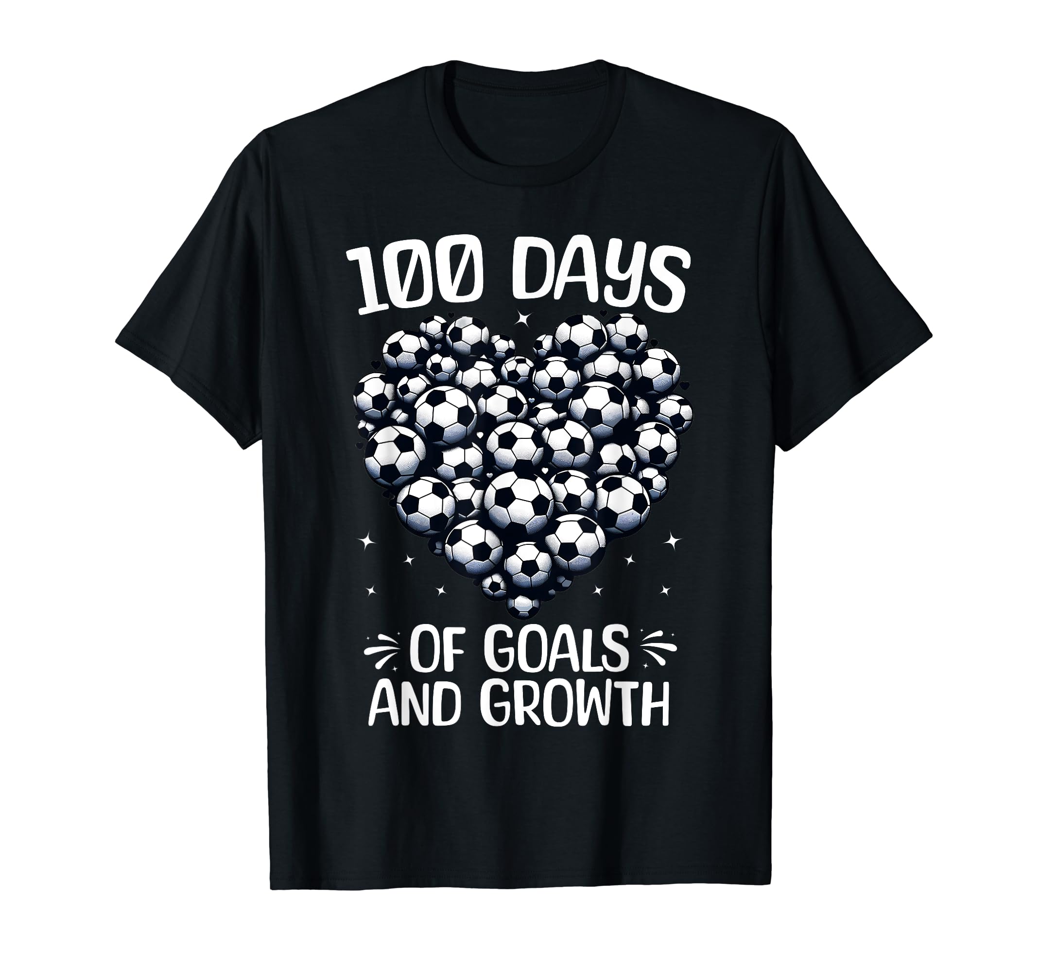 100 Days School Soccer Heart Love T-Shirt - Novelty Apparel for Adults