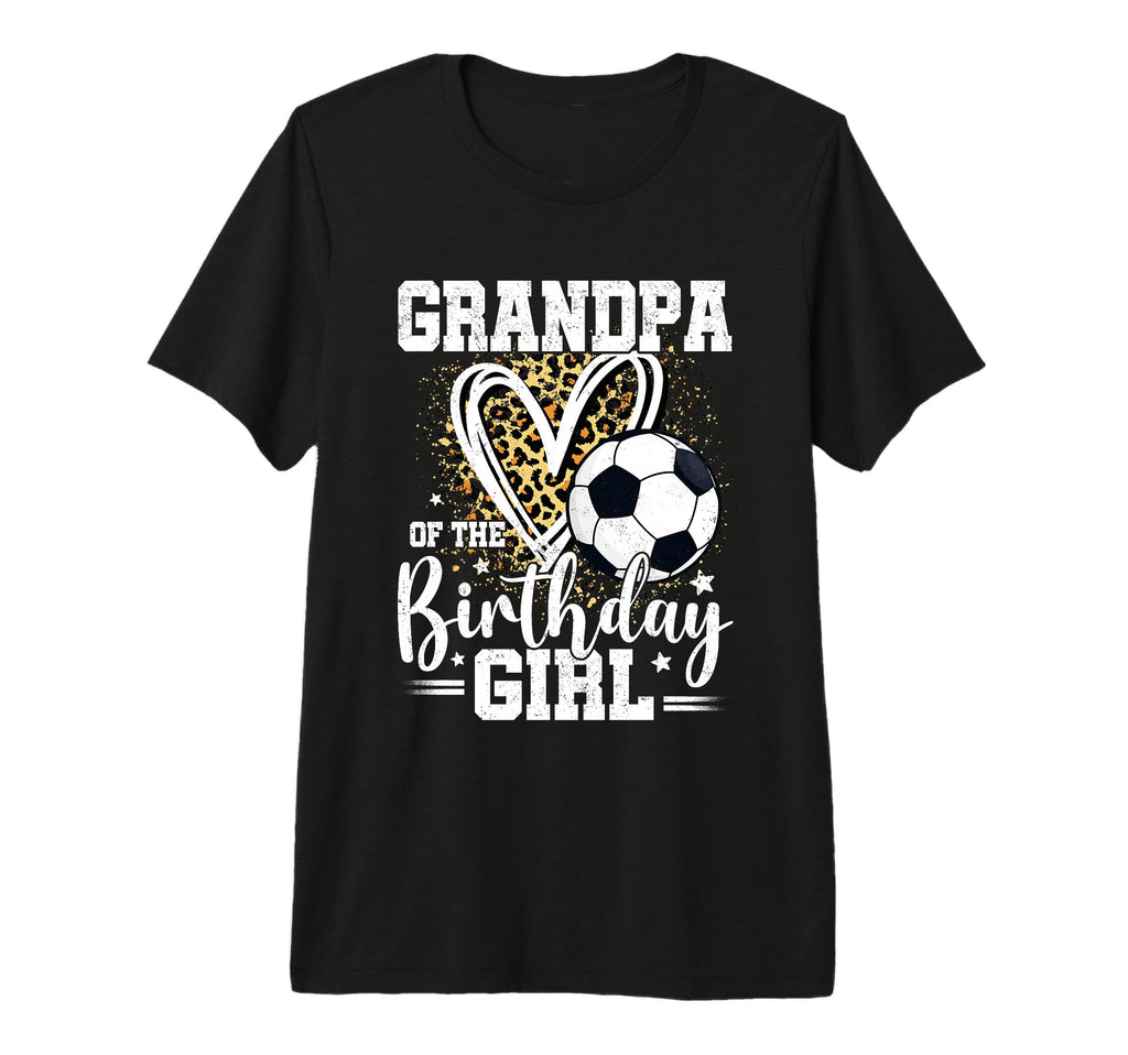 Grandpa Birthday Soccer Ball Leopard T-Shirt - Graphic Print for Adults