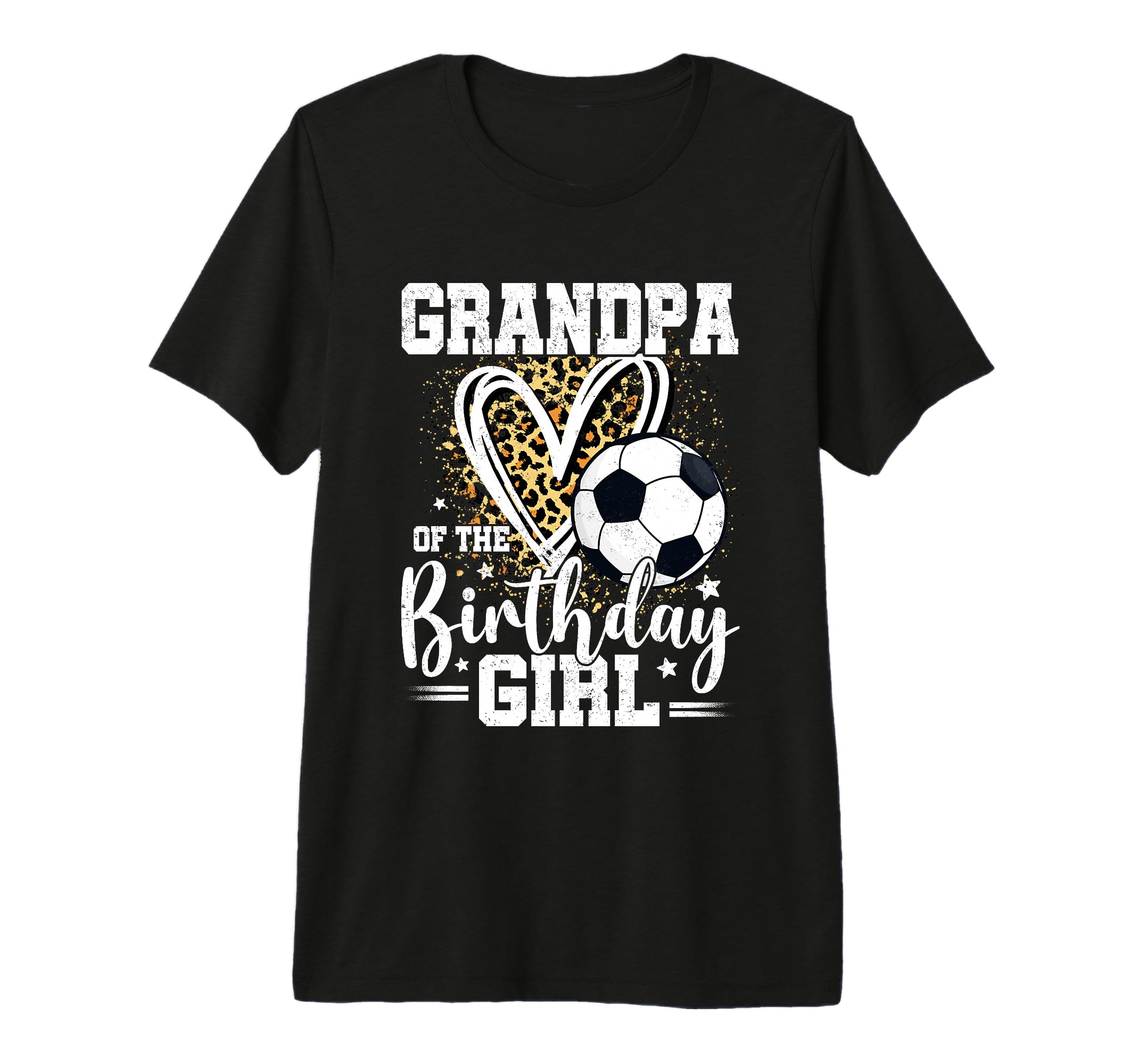 Grandpa Birthday Soccer Ball Leopard T-Shirt - Novelty Apparel Men Women