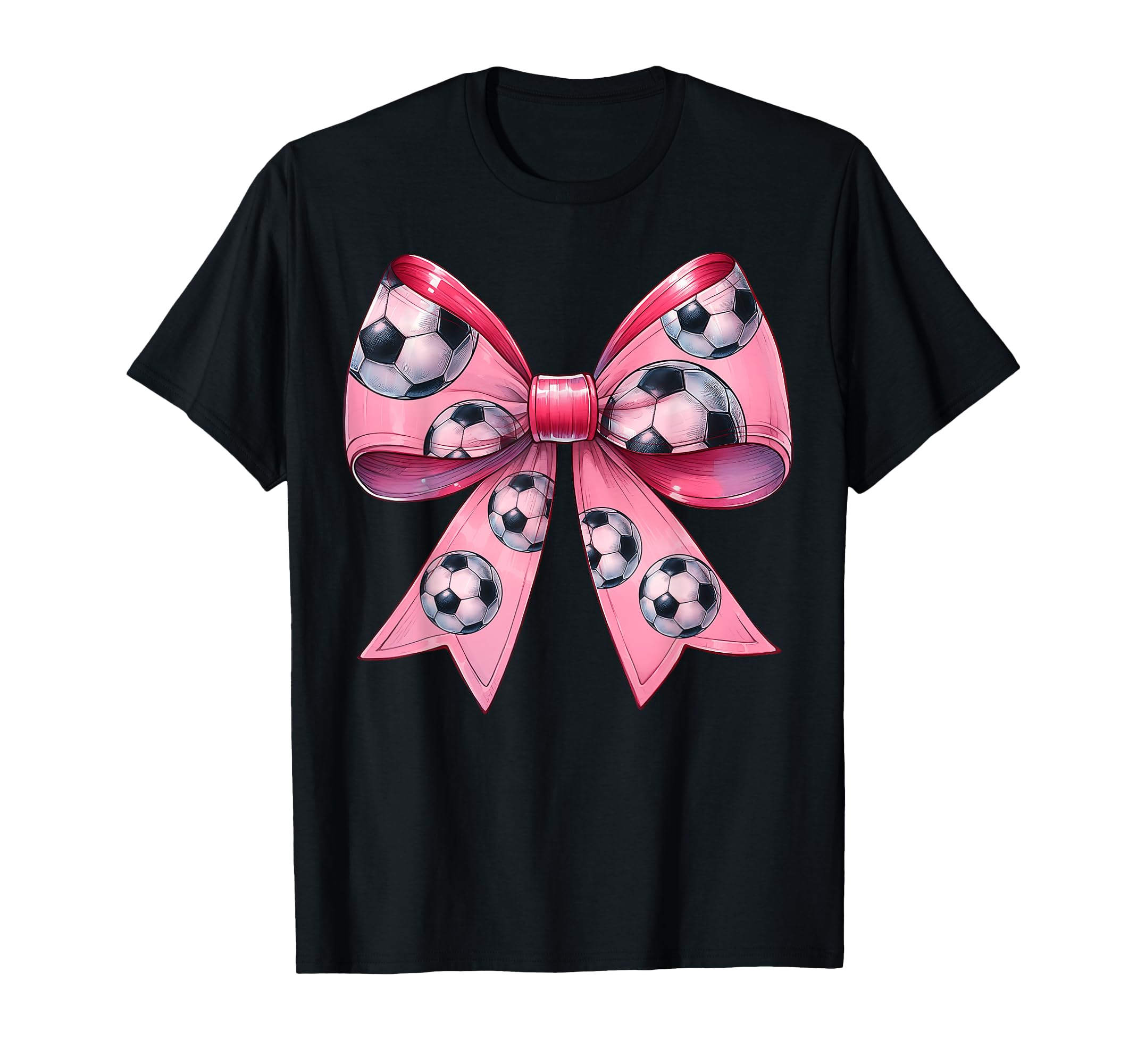 Coquette Bow Soccer Ball Pattern T-Shirt - Custom Art Print Men Women