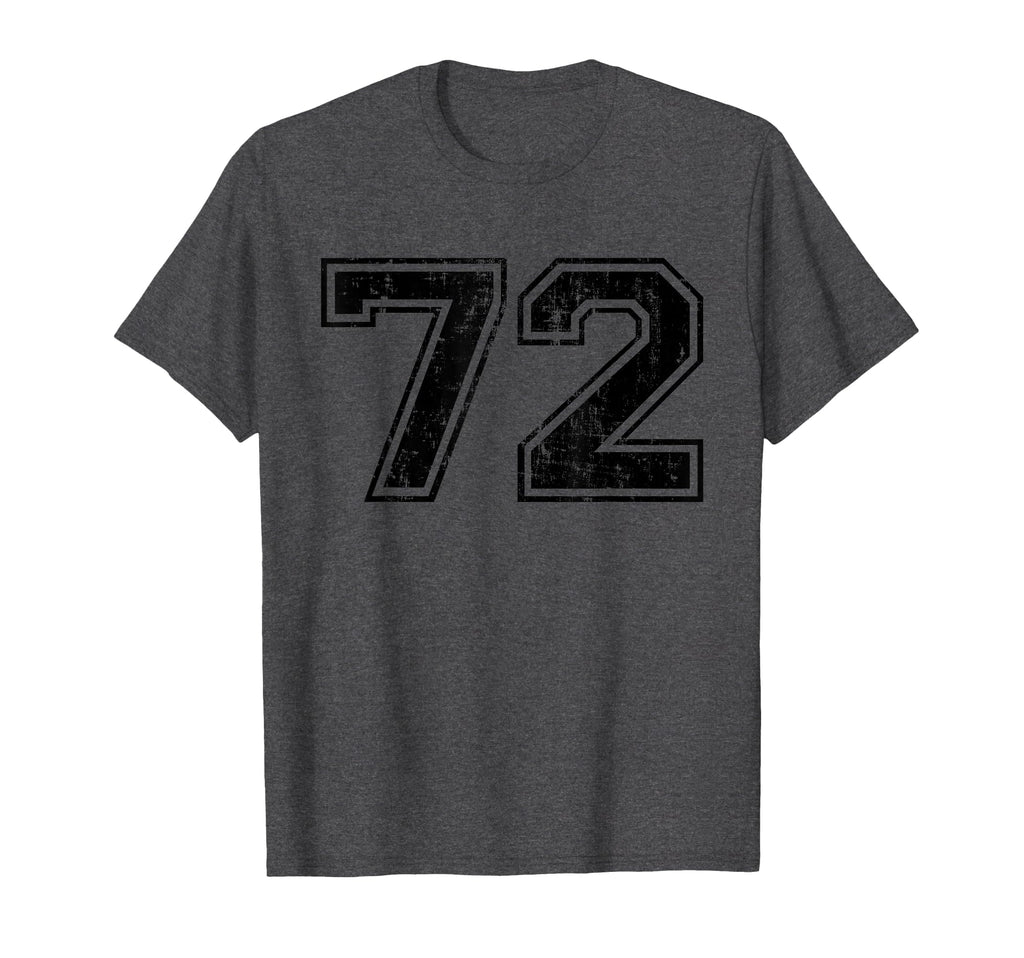 Number 72 Varsity Distressed Sport Team T-Shirt - Aesthetic Graphic Unisex