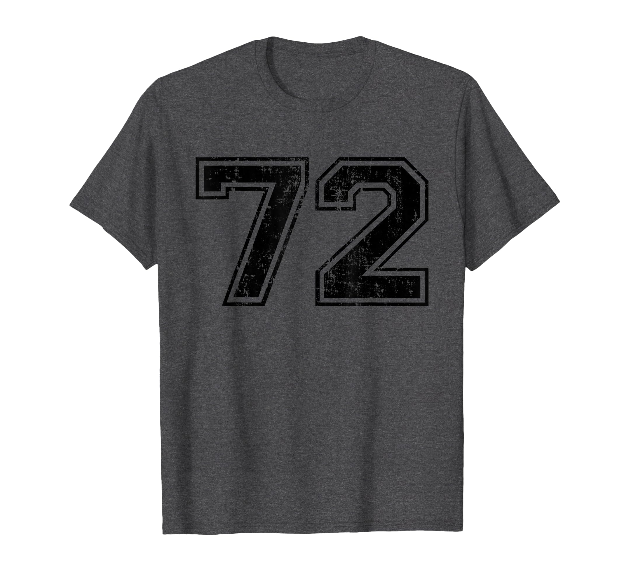 Number 72 Varsity Distressed Sport Team T-Shirt - Aesthetic Graphic Unisex