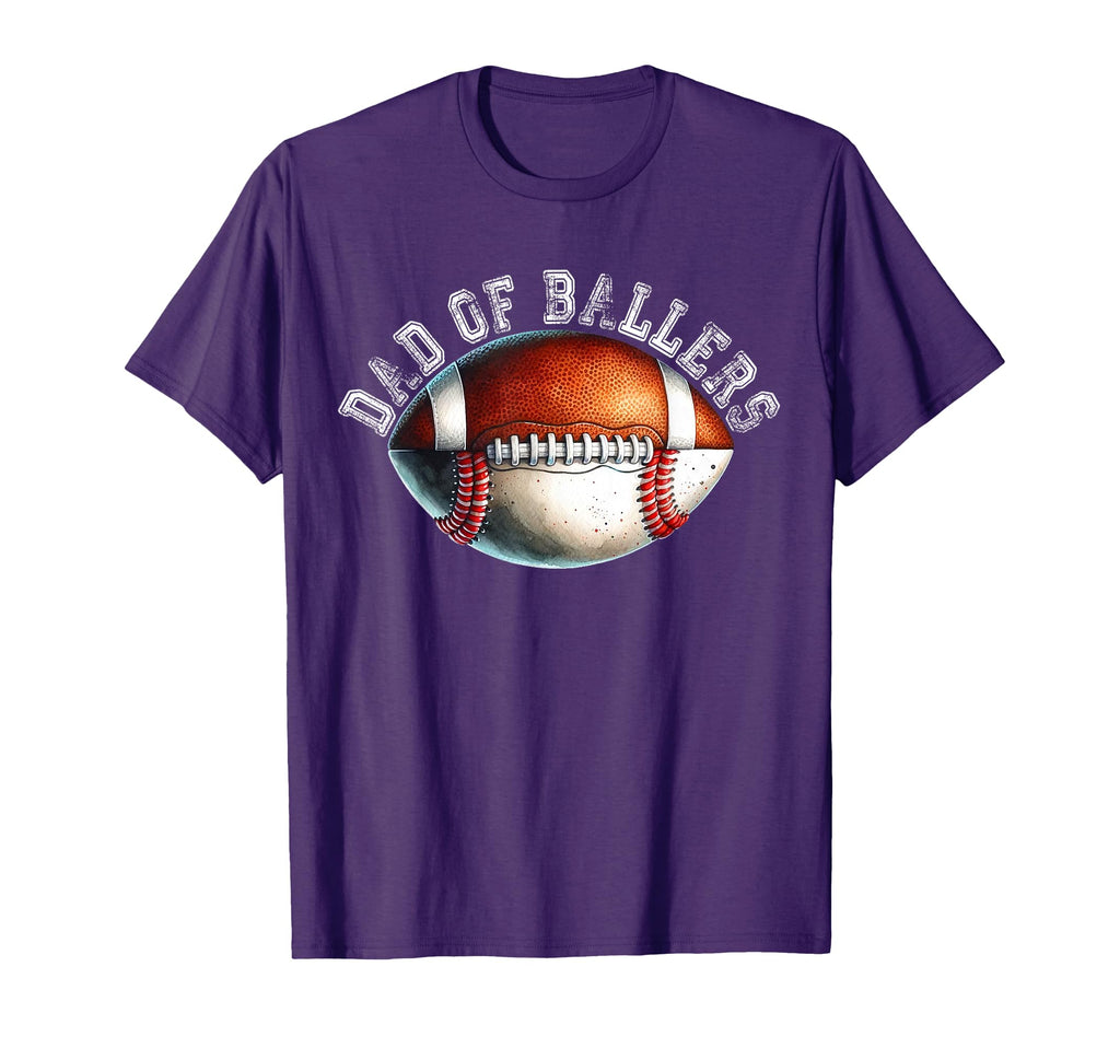 Dad Ballers Football Baseball T-Shirt - Fun Novelty Design Men Women
