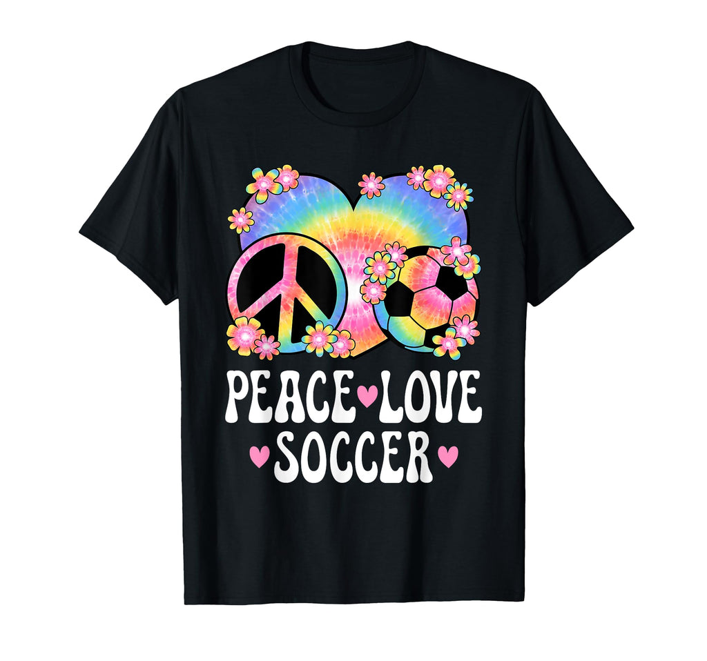 Peace Love Soccer Lover 60S 70S Hippie T-Shirt - Fun Novelty Design Unisex