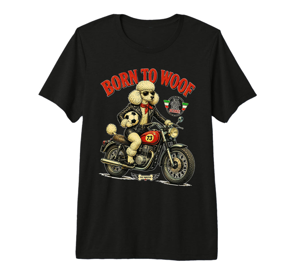 Poodle Motorbike Love Footbal Soccer T-Shirt - Custom Art Print for Adults