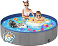 YSJILIDE Portable Dog Pool PVC Pet Swimming Bathtub Collapsible Hard Plastic Pool for Pets to Swim and Bath (XL-63"x 12"Dark Grey)