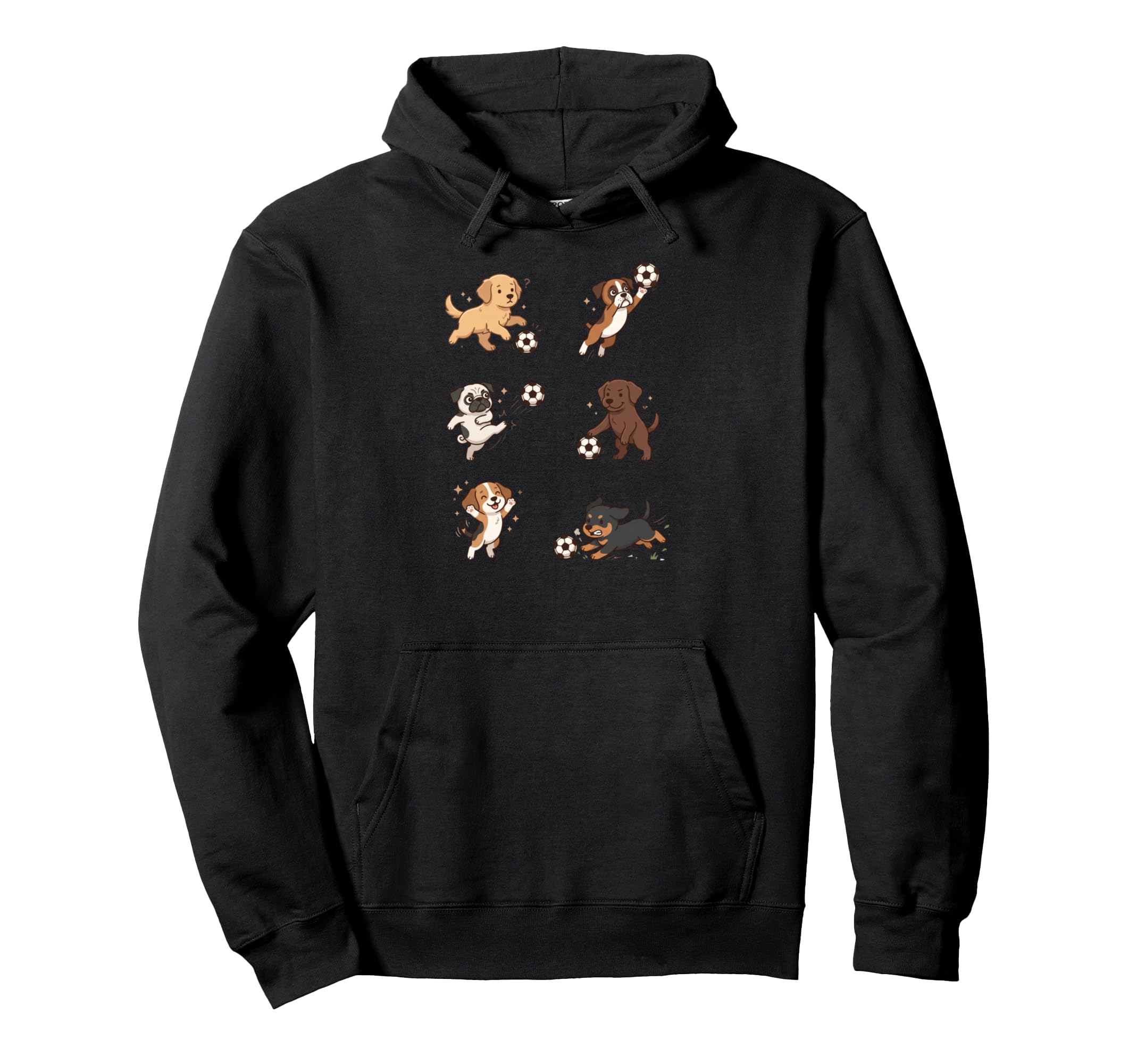 Silly Dogs Playing Soccer Player Hoodie - Fun Novelty Design for Adults