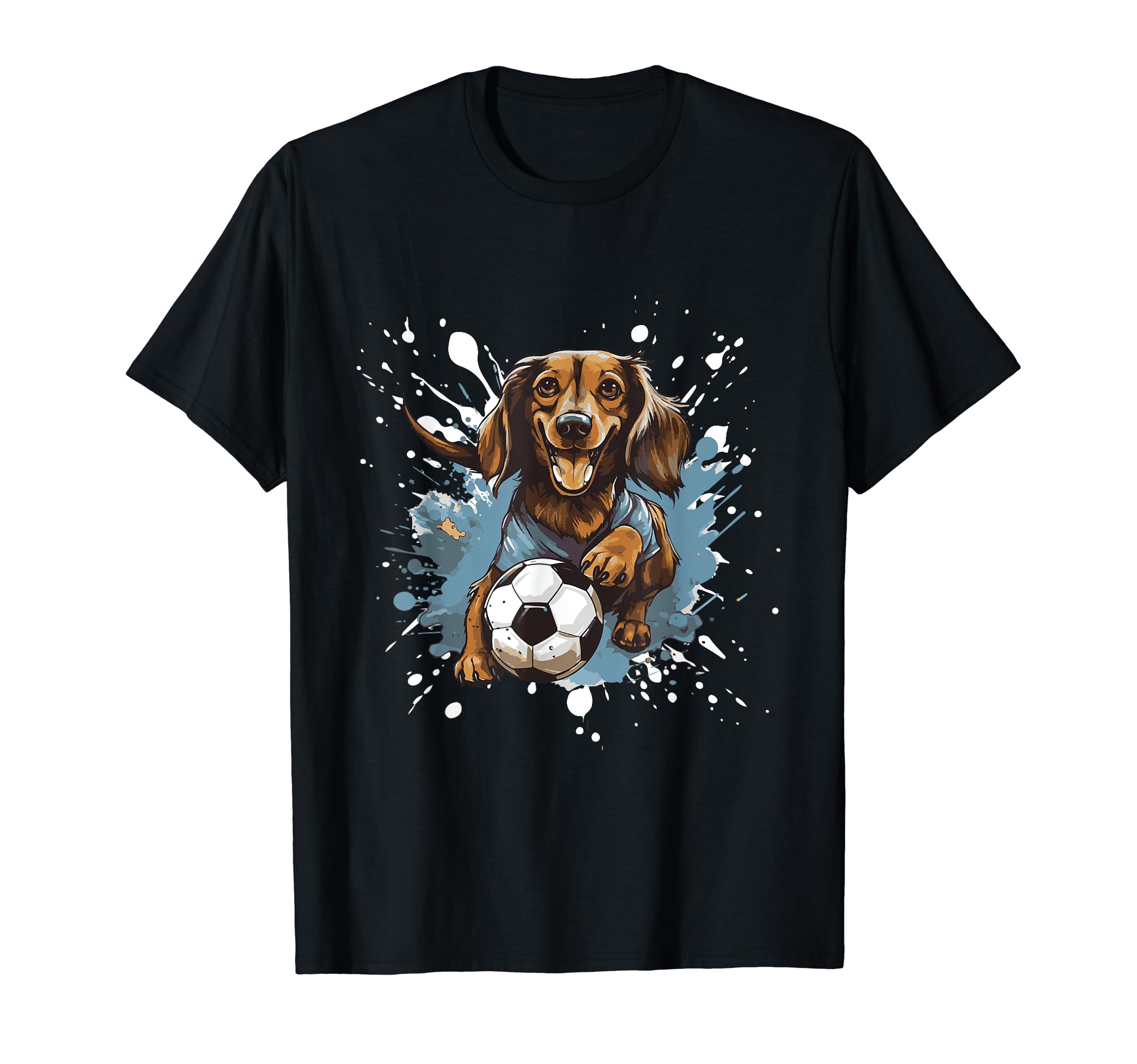 Dachshund Dog Playing Soccer Funny T-Shirt - Fun Novelty Design Unisex