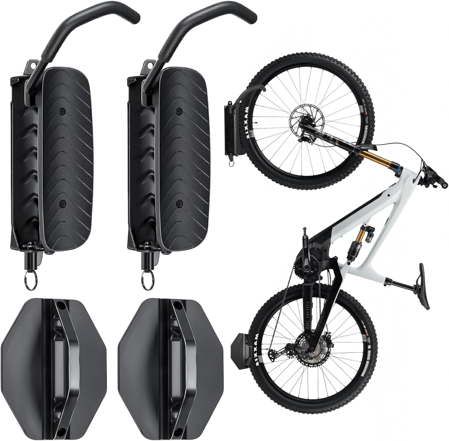 Bike Rack Garage, Bike Wall Mount – 2 Pack Bike Rack for Garage & Indoor Storage, Heavy Duty Vertical Bike Hanger Holds Up to 66 lbs, Space-Saving Bike Wall Rack for Home, Apartment, or Shed