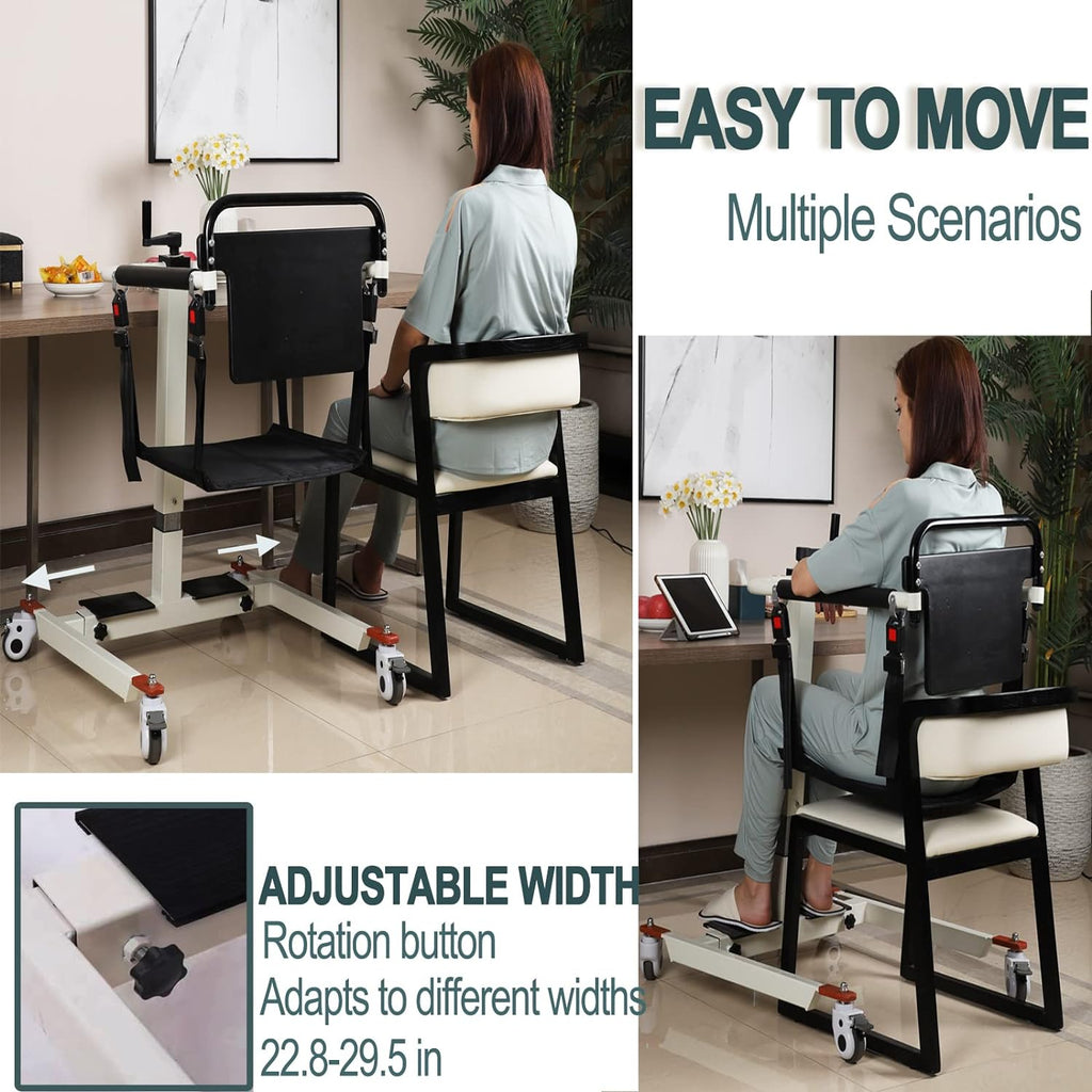 Patient Lift Transfer Chair, Patient Lift Wheelchair for Home and Car Portable Patient Lift Chair Wheelchair Lift for Home, Disabled and Elderly Nursing, Height/Width Adjust
