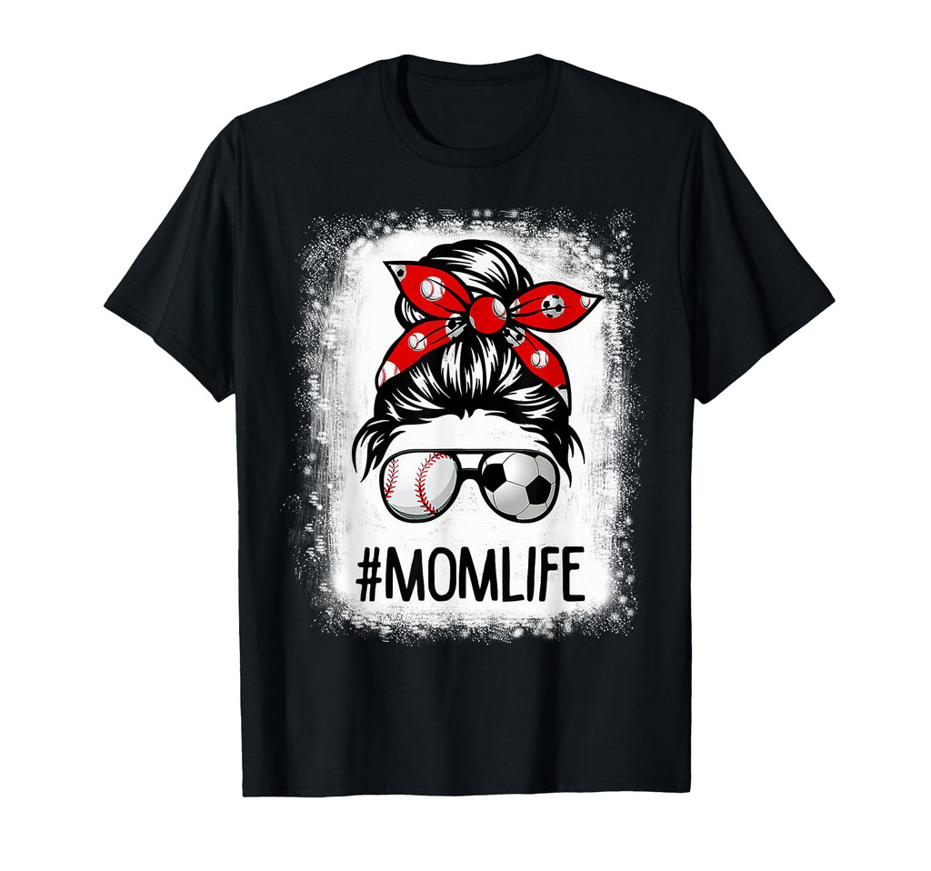 Bleached Mom Life Soccer Messy T-Shirt - Casual Everyday Wear Men Women