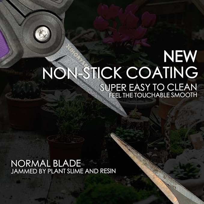Bud Trimming Scissors Non-stick Resin Resist Blade Micro-Tip Garden Snips 6" Fluorine Coating Garden Scissors Pruning Shear Precision Leaf Stem Sharp Snips Effort-saving