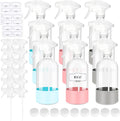 9 PACK/16 OZ Glass Spray Bottles with Upgraded Adjustable Spray Nozzle, Refillable Containers with Silicone Sleeve, Spray Bottle for Hair&Cleaning Solutions&Essential Oils-Pink Blue Gray