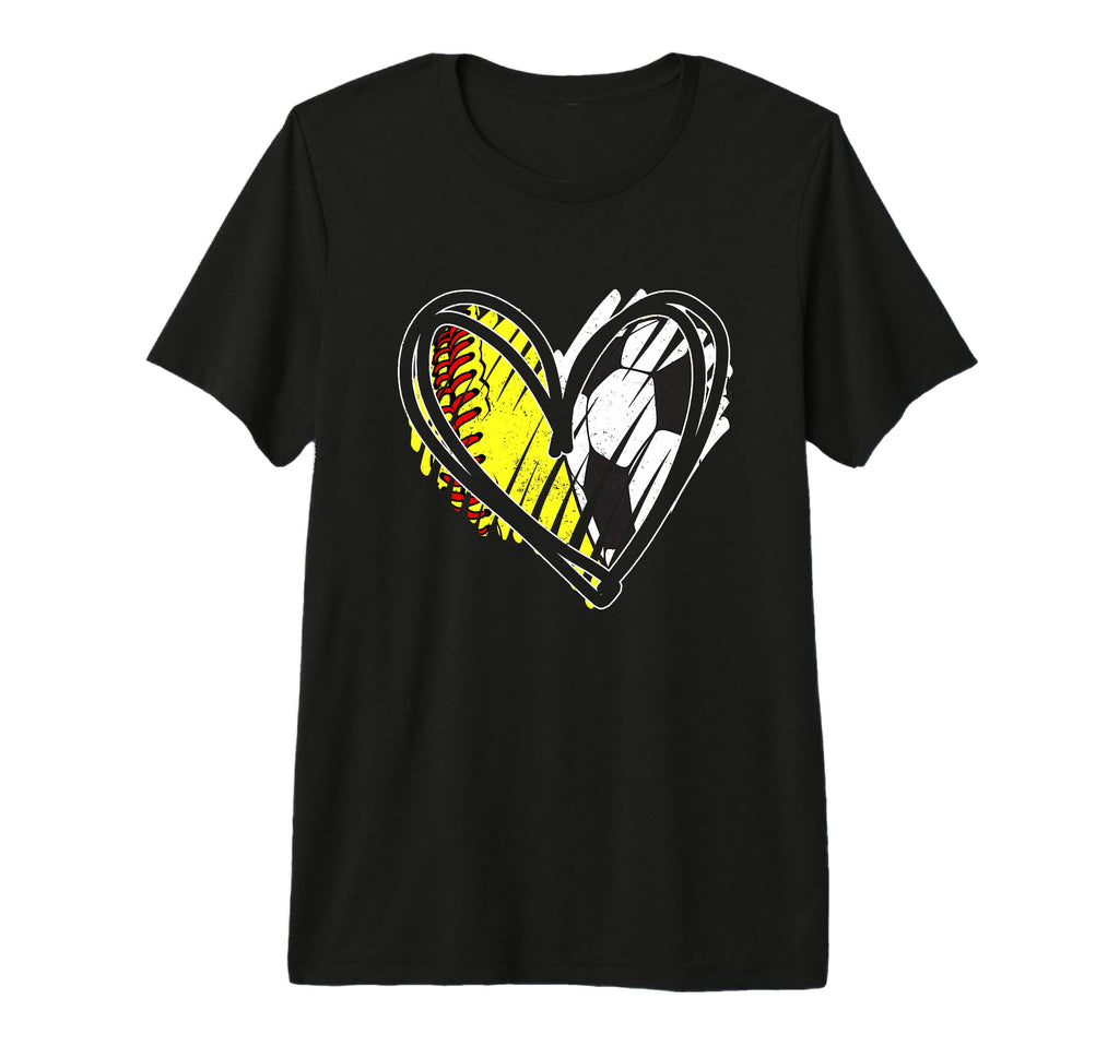 Softball Soccer Ball Heart Love Tri Blend T-Shirt - Graphic Print Men Women