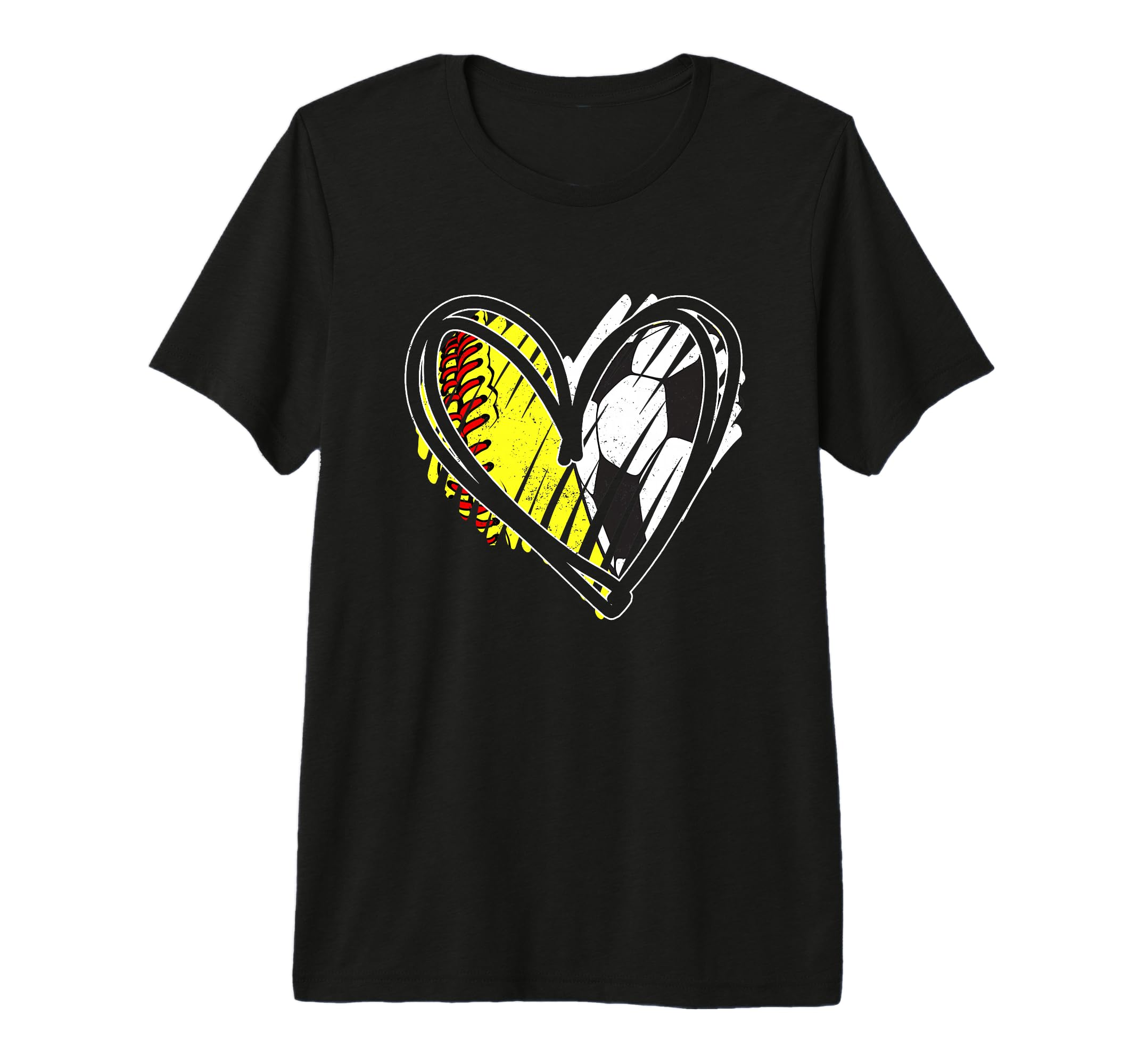 Softball Soccer Ball Heart Love Tri Blend T-Shirt - Graphic Print Men Women