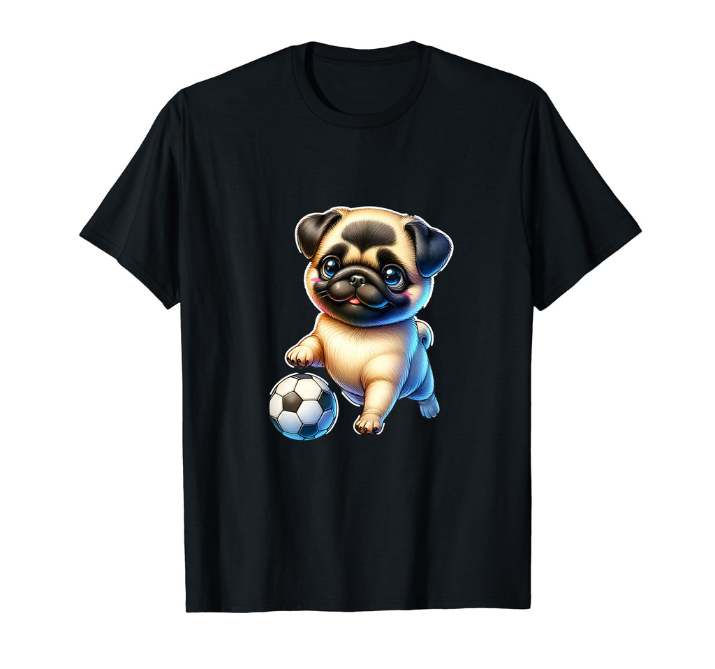Pug Dog Soccer Champion Ball Fan T-Shirt - Aesthetic Graphic Unisex