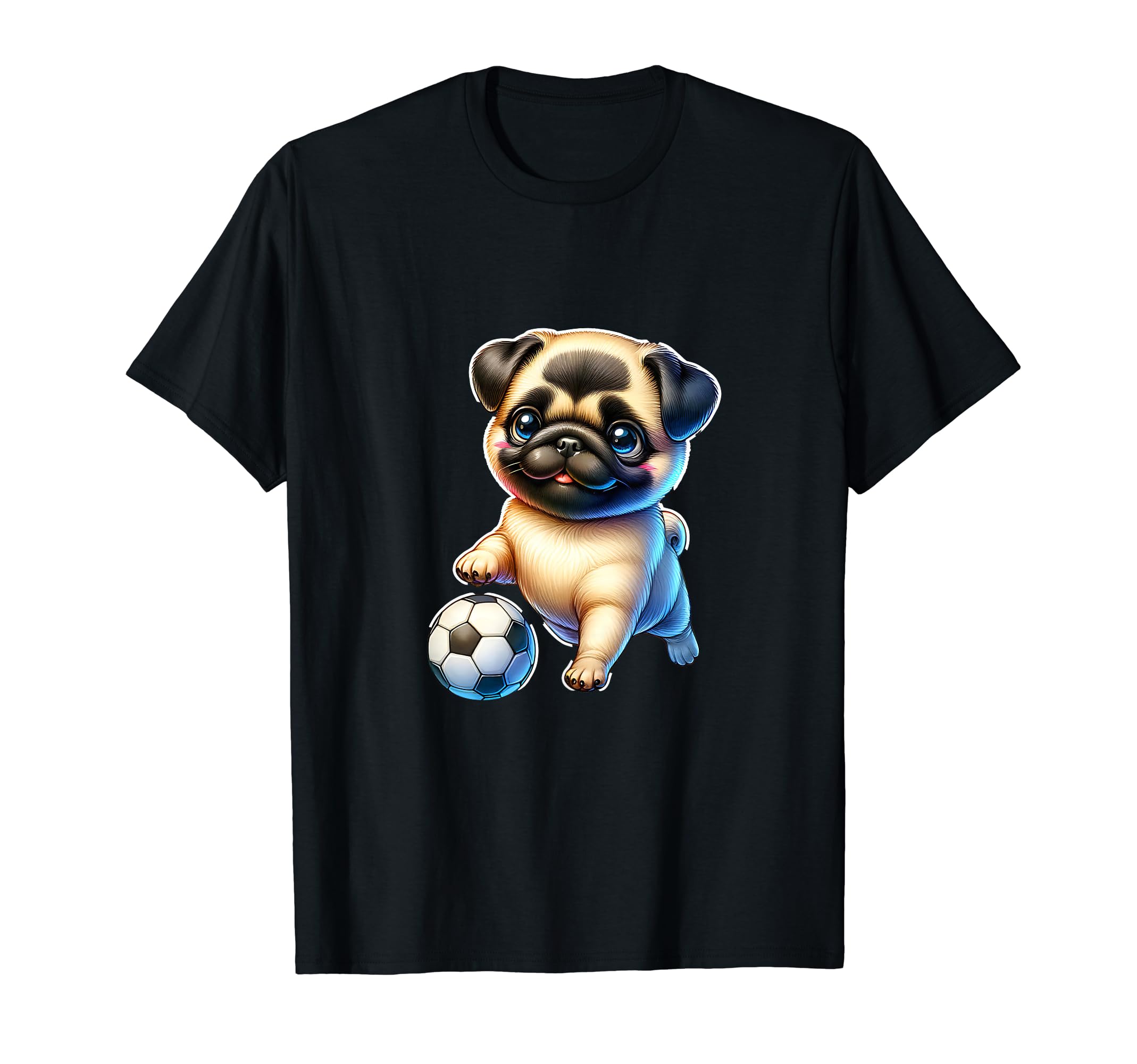 Pug Dog Soccer Champion Ball Fan T-Shirt - Aesthetic Graphic Unisex