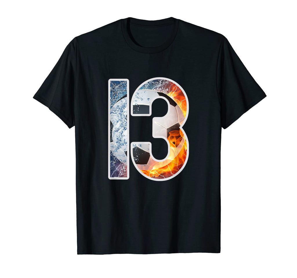 13Th Birthday Party Soccer Number 13 T-Shirt - Trendy Graphic for Adults