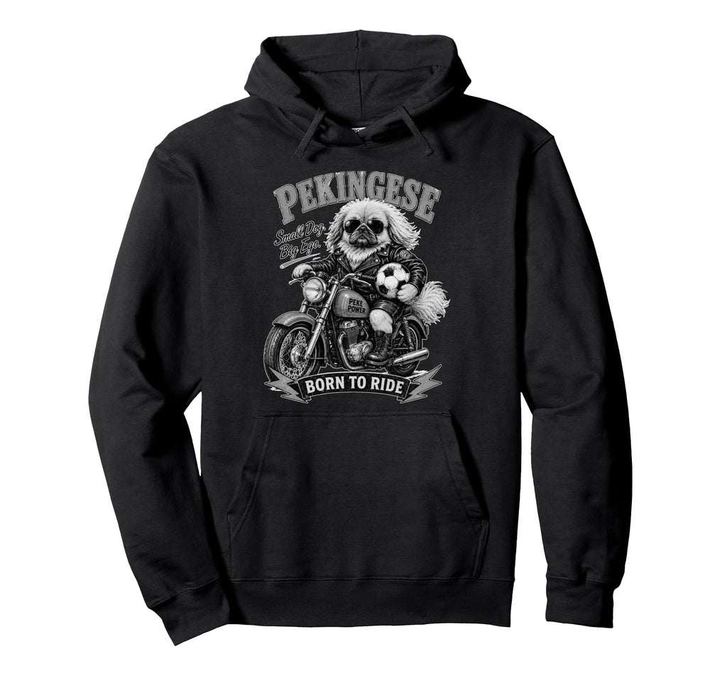 Pekingese Motorbike Love Footbal Hoodie - Streetwear Style for Adults