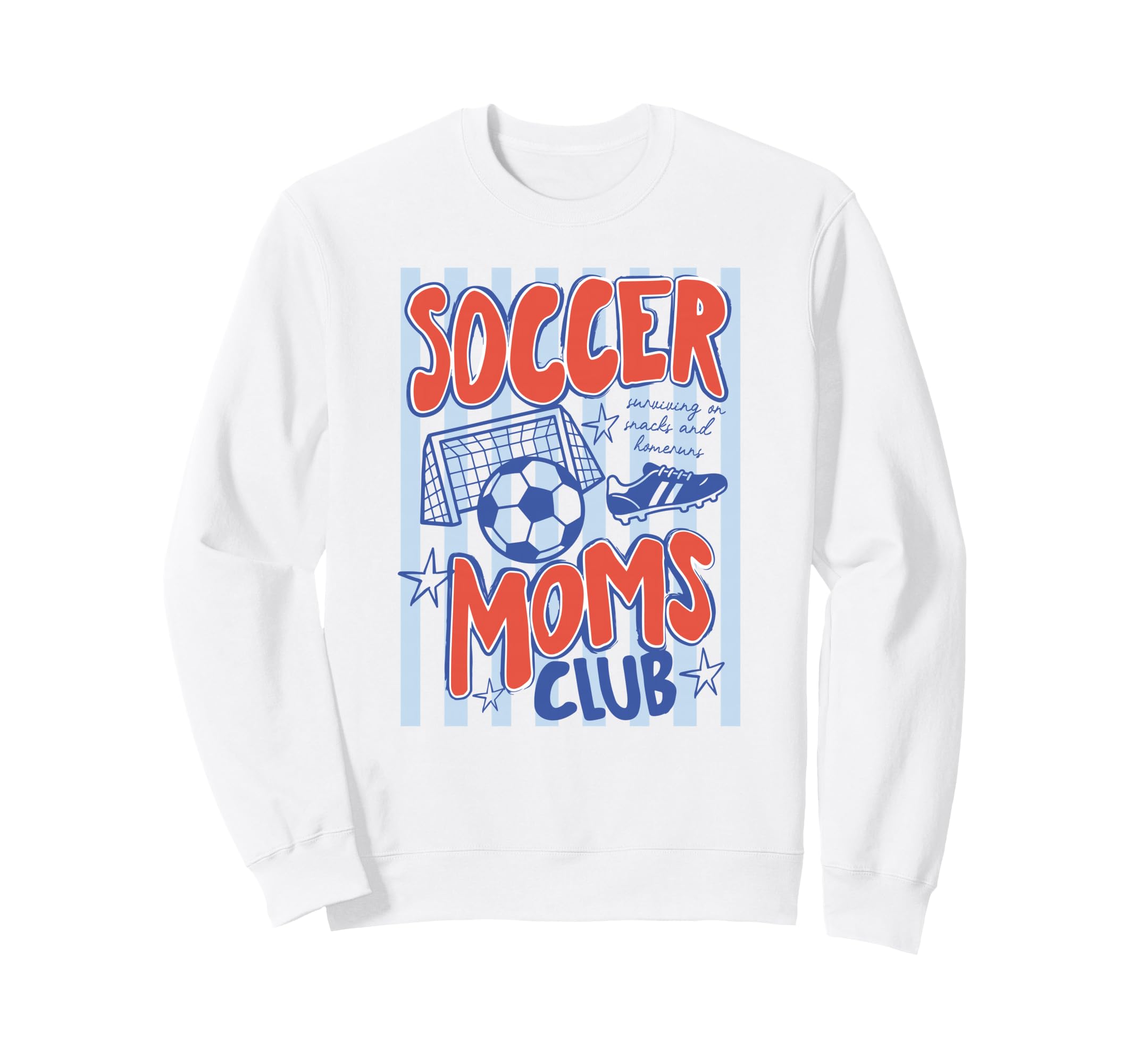 Striped Soccer Moms Club Surviving Sweatshirt - Minimalist Print Unisex