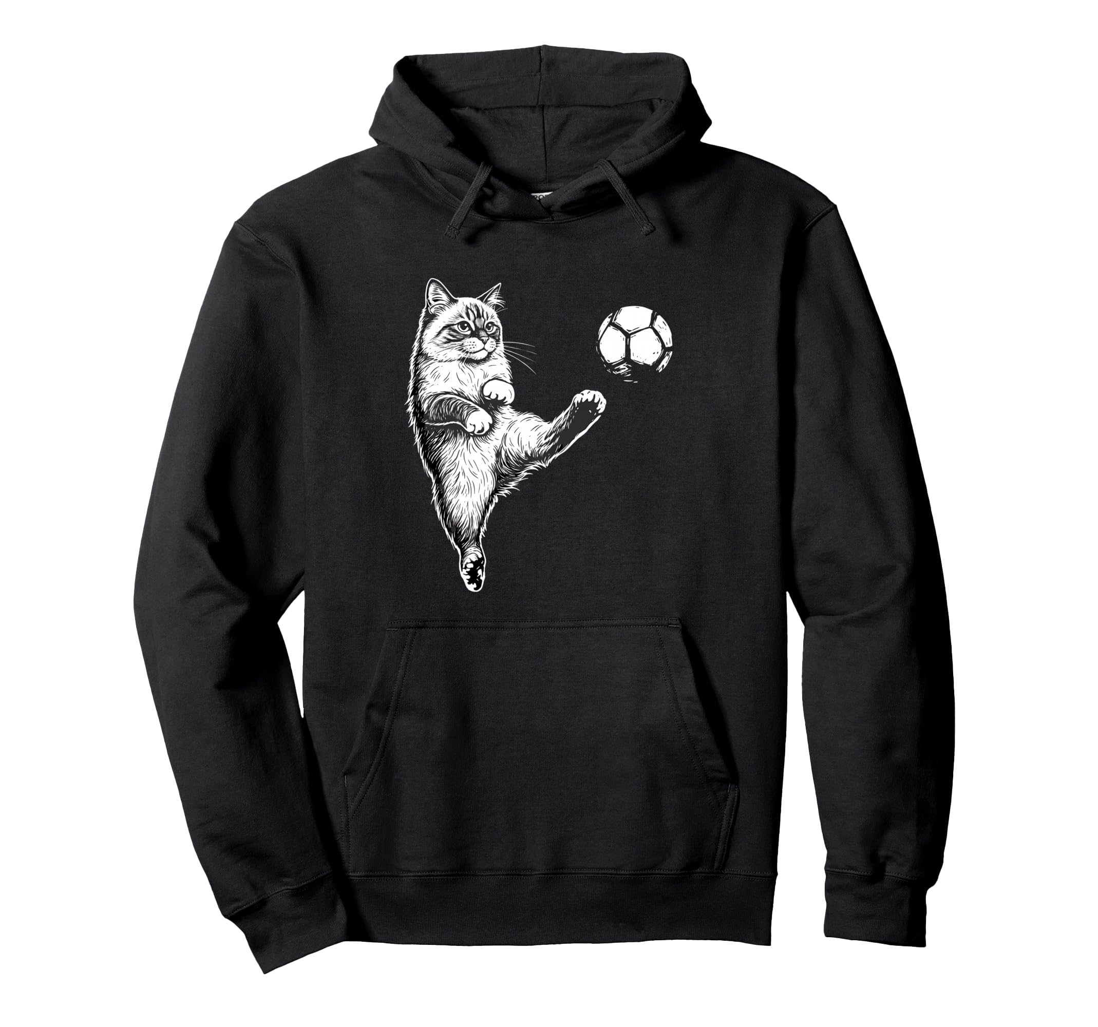 Funny Soccer Cat Kicking Ball Pet Hoodie - Casual Everyday Wear Men Women