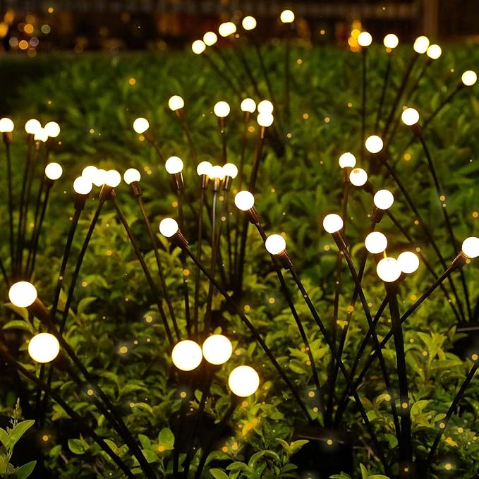 Solar Garden Lights - 6 Pack 60 LED, Waterproof Outdoor Decor for Yard, Patio & Garden (Warm White)