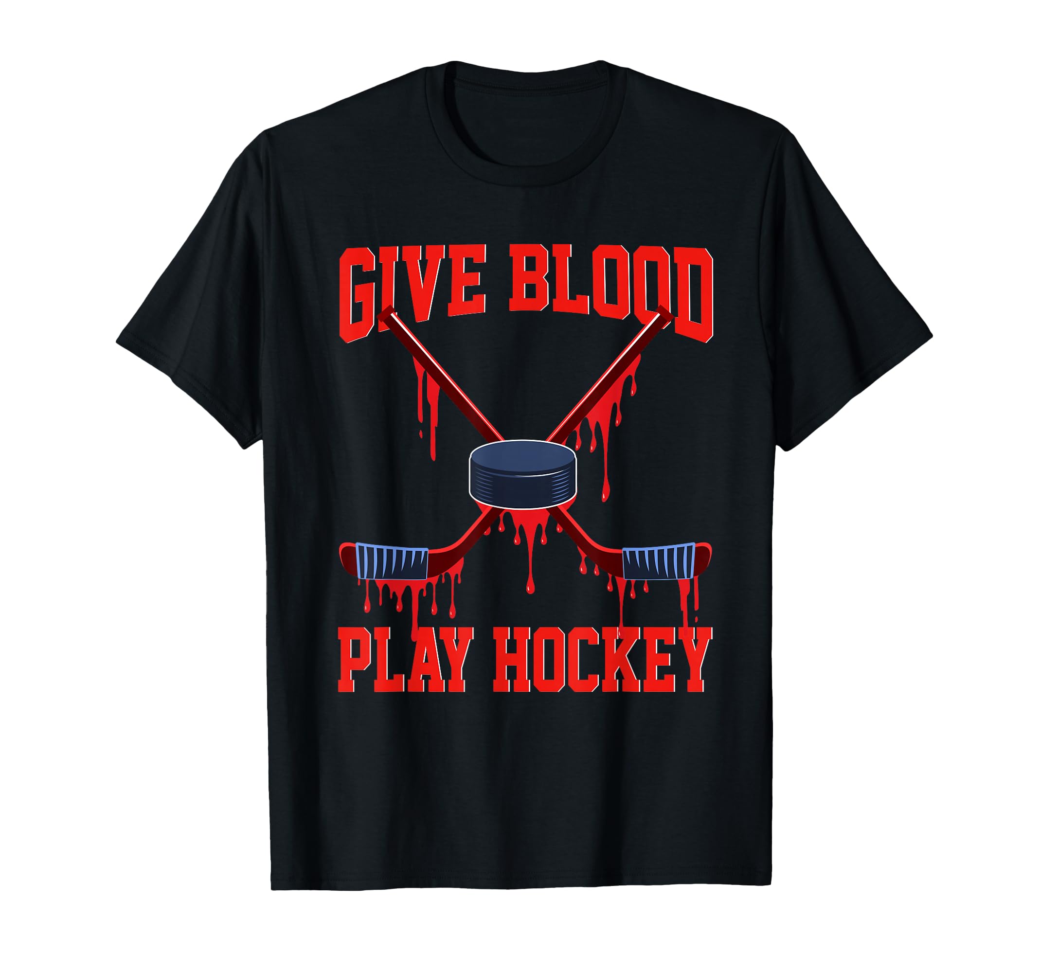 Give Blood Play Hockey Ice T-Shirt - Casual Everyday Wear for Adults