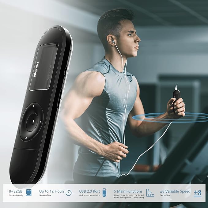 Mp3 Player, USB Mp3 Player with FM Radio, idoooz U2 8GB Music Player Expandable UP to 32 GB, USB Stick Mp3 Player for Running, Recording, Gym, Jogging, Sports, Lossless Sound Quality