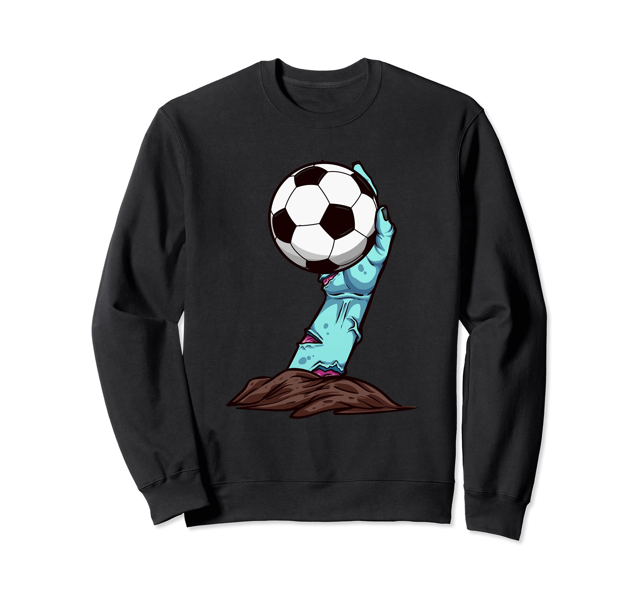 Funny Zombie Soccer Ball Halloween Sweatshirt - Unique Graphic for Adults