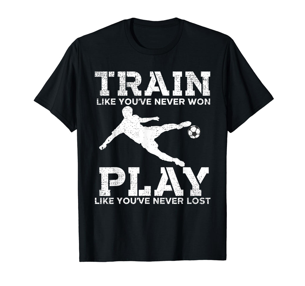 Train To Win Distressed Football T-Shirt - Fun Novelty Design Men Women