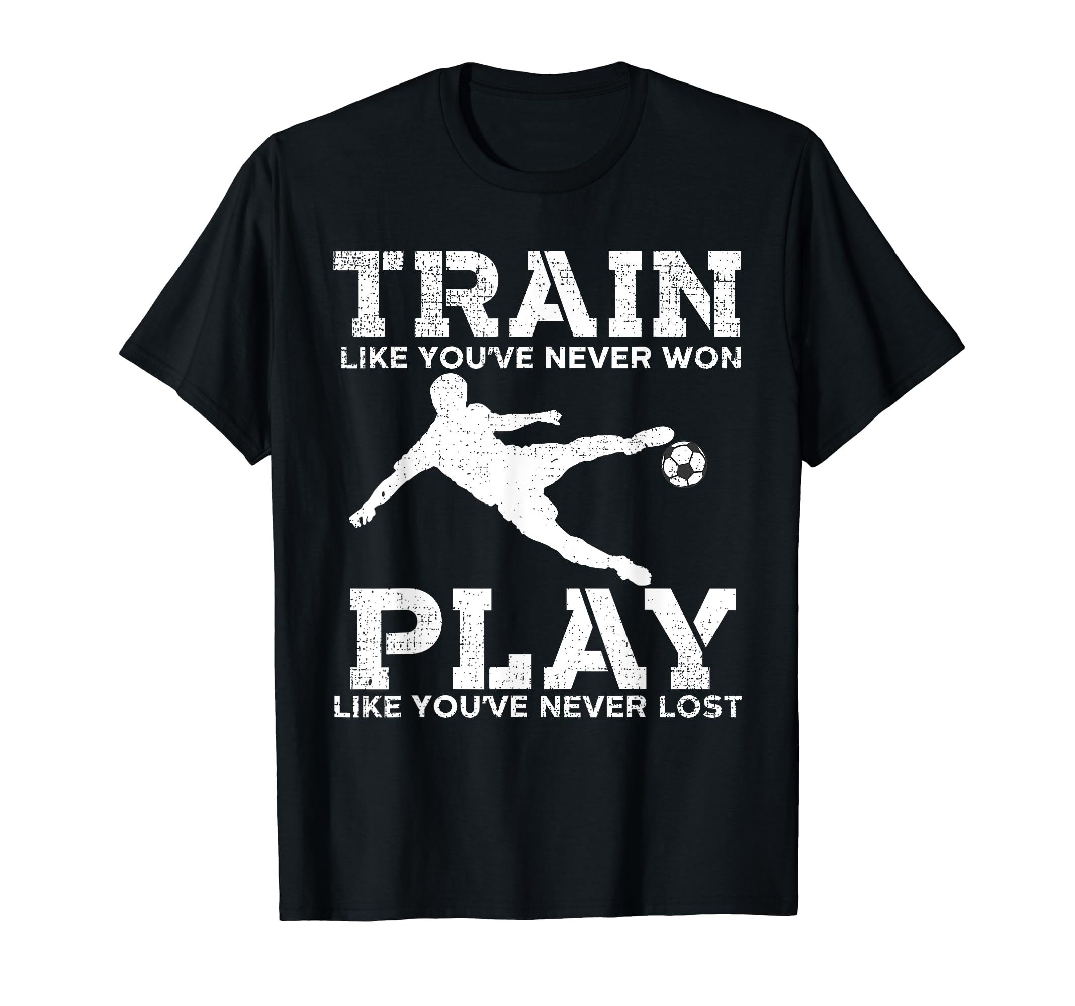 Train To Win Distressed Football T-Shirt - Fun Novelty Design Men Women