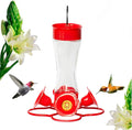 Nature's Rhythm Bird Feeder 4 bee Guard Plastic Feeding Port 8oz Glass Pinch Waist Hummingbird Feeder,1pcs