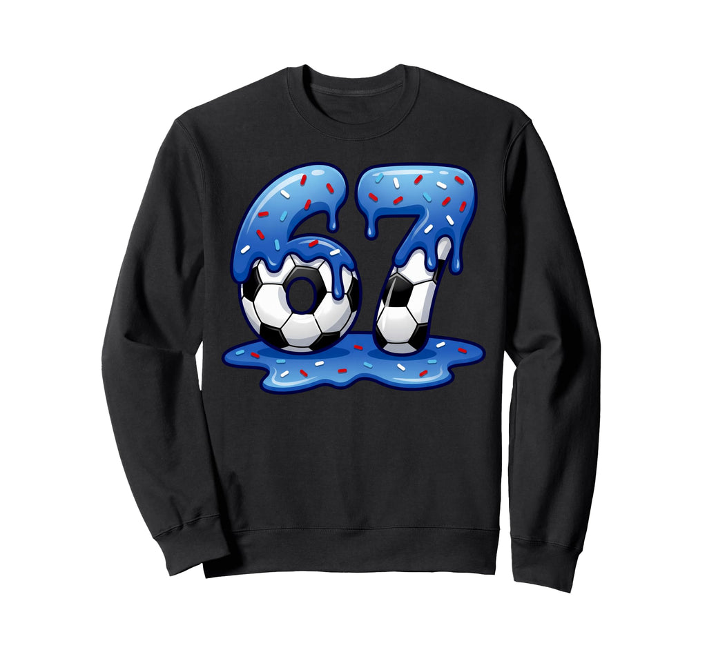 Playful Soccer Fan Dripping Number Sweatshirt - Novelty Apparel for Adults
