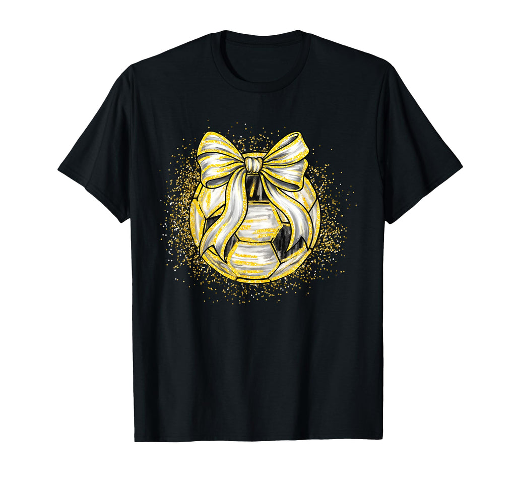 Soccer Game Day Gold Coquette Soccer T-Shirt - Custom Art Print for Adults