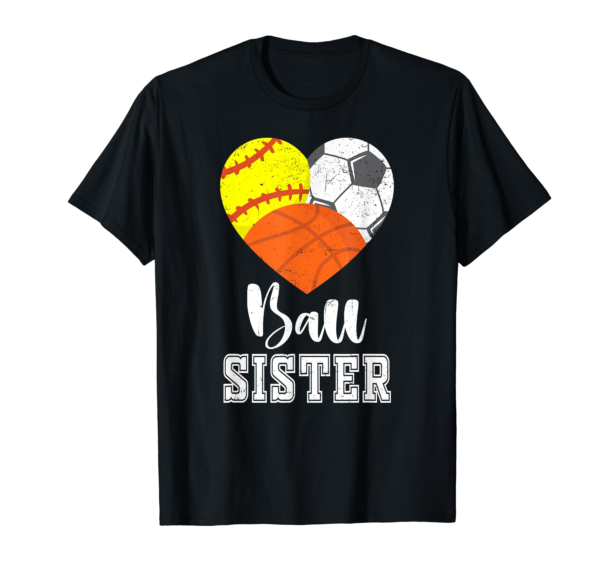 Ball Sister Heart Softball Soccer T-Shirt - Trendy Graphic Men Women