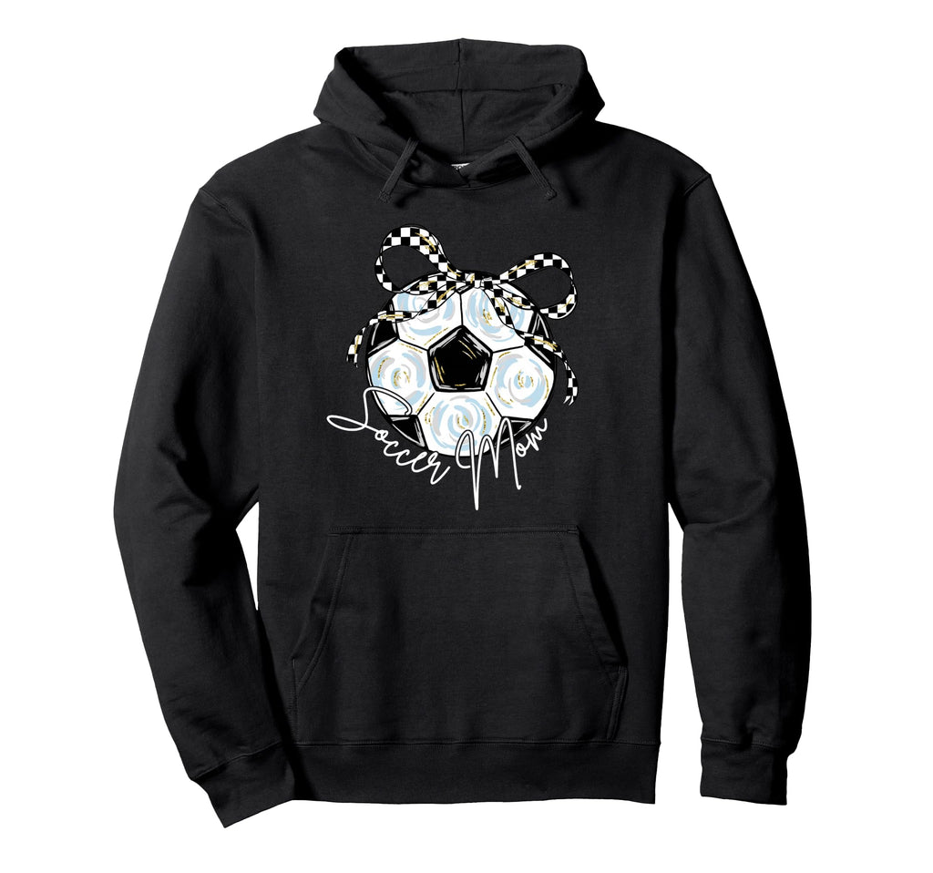 2 Sided Soccer Mom Mama Checkered Coquette Hoodie - Trendy Graphic Unisex