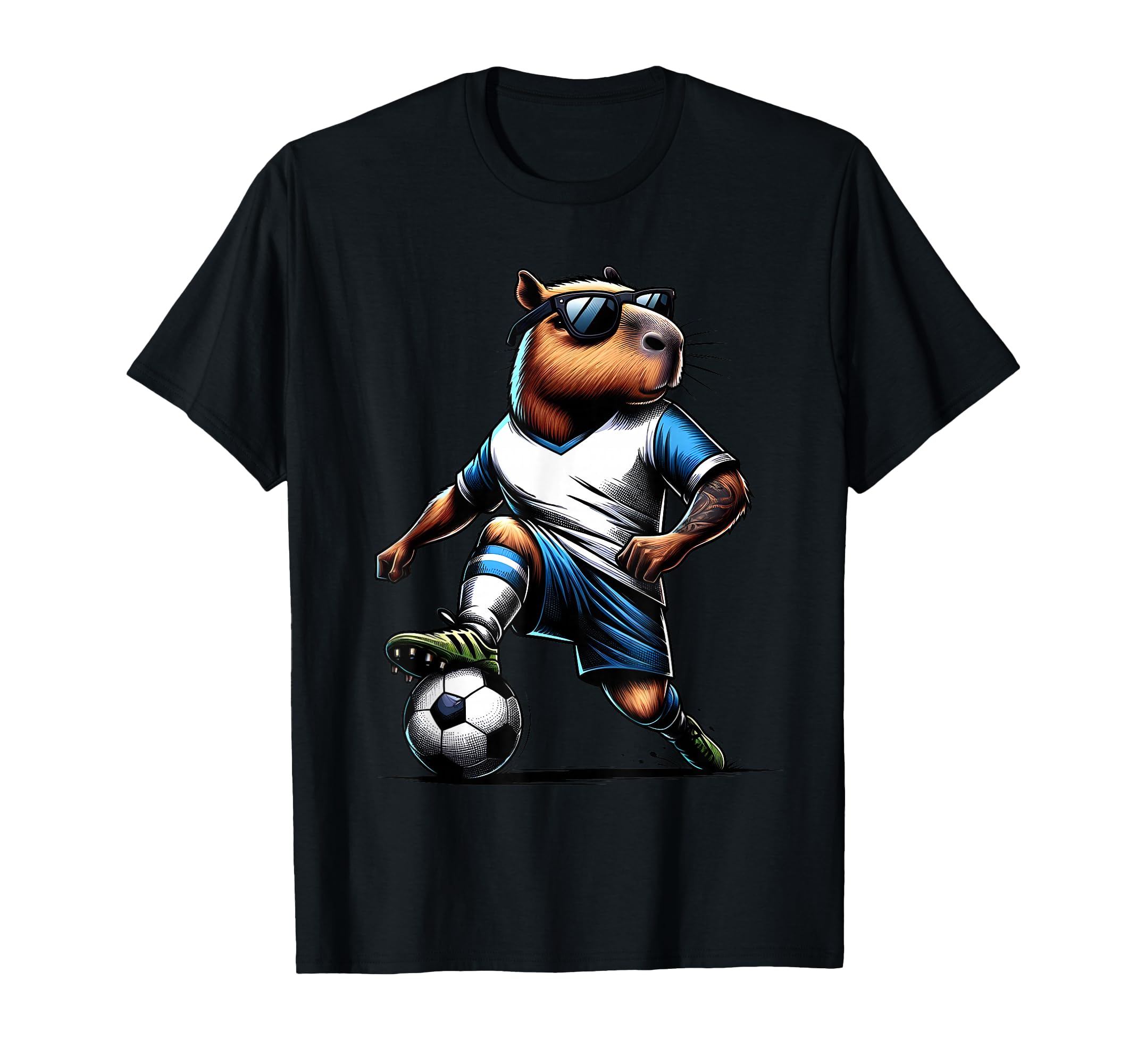 Soccer Capybara Sport Soccer T-Shirt - Casual Everyday Wear for Adults