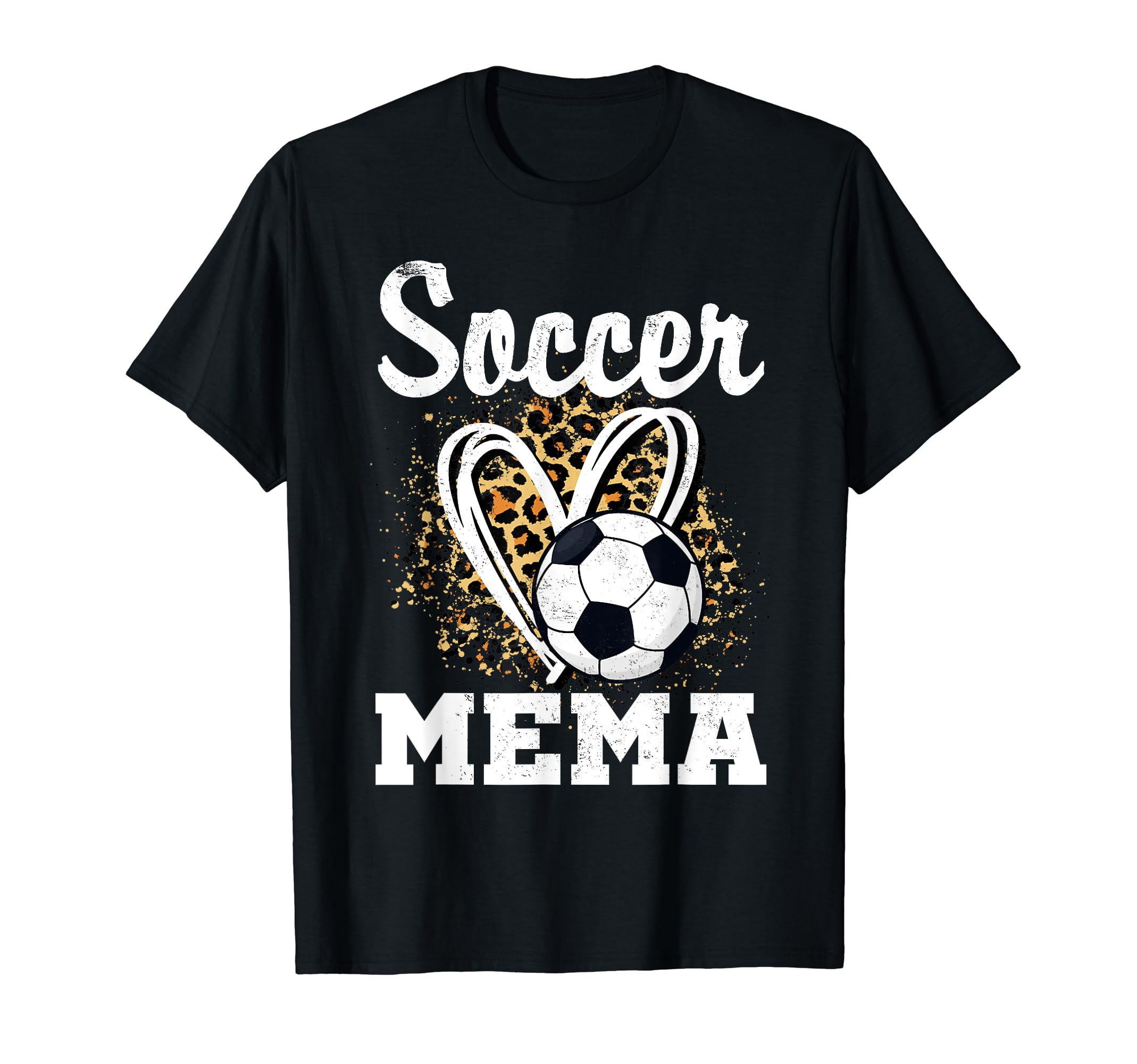 Soccer Mema Leopard Heart Matching Family T-Shirt - Minimalist Print Unisex
