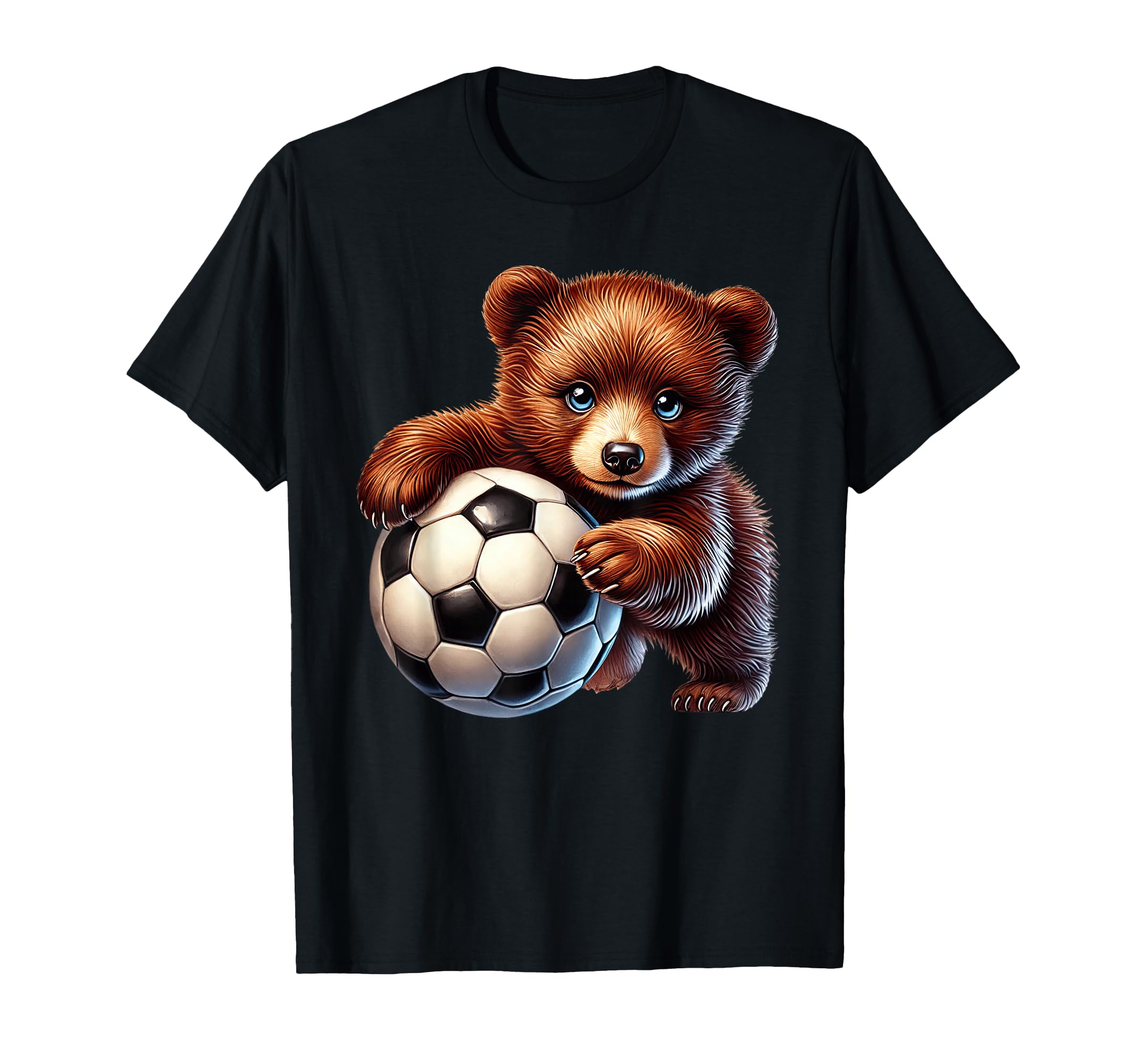 Young Bear Cub Soccer Ball Player T-Shirt - Streetwear Style for Adults